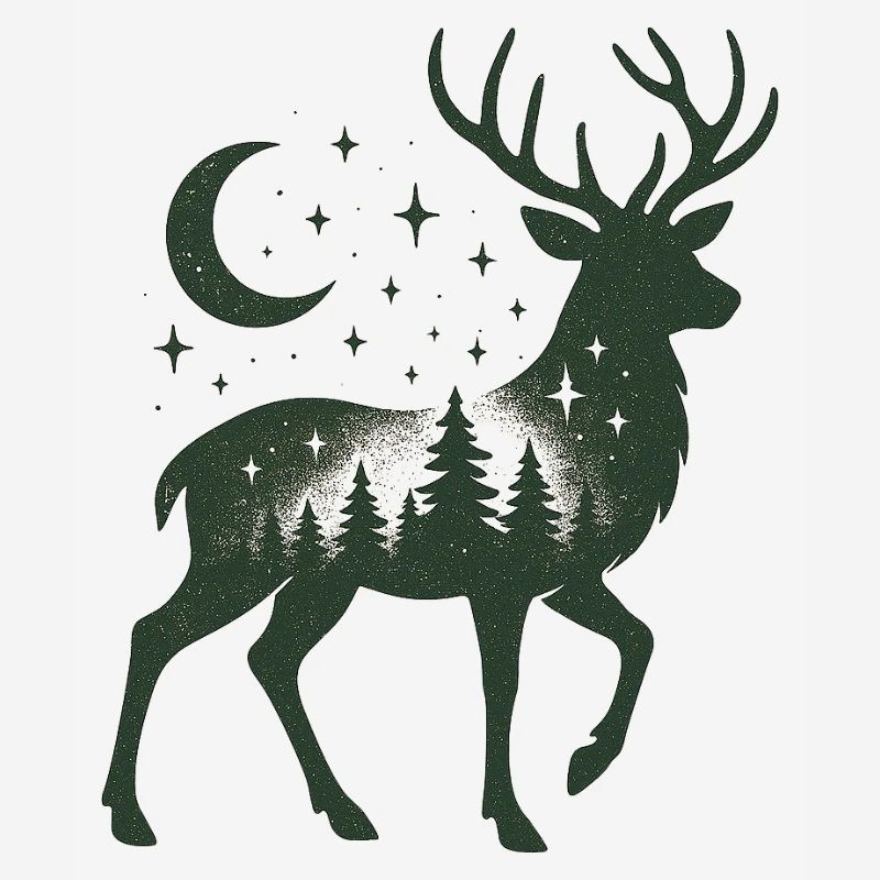 Star Forest Deer Silhouette