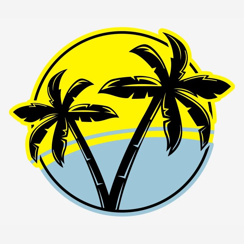palm silhouette circle beach
