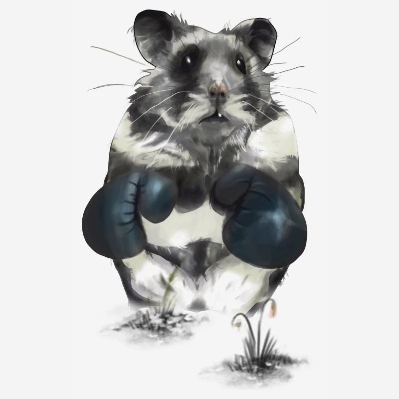 Hamster combatif sur le ring de boxe