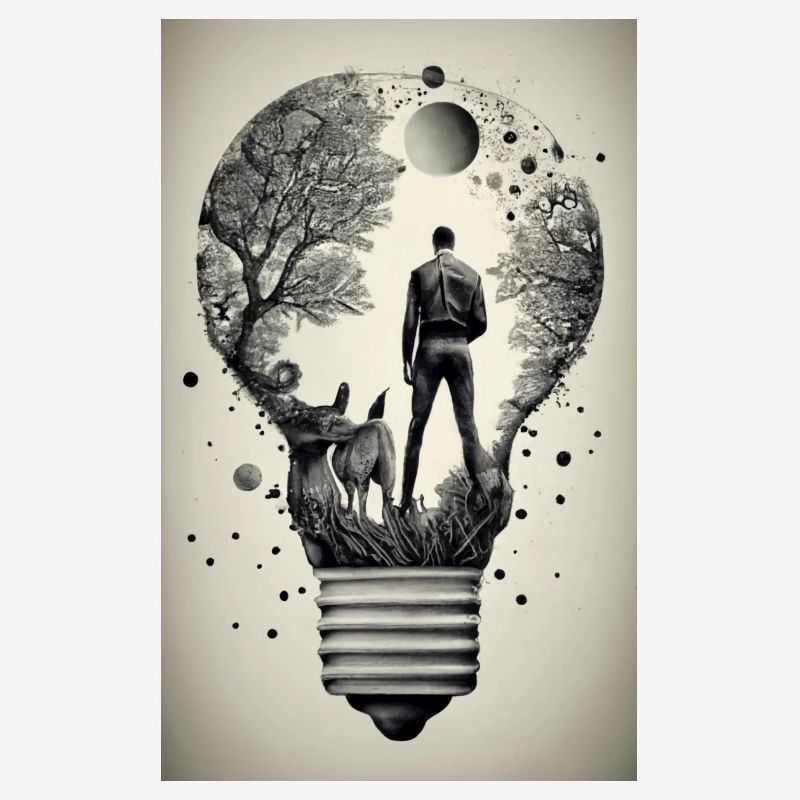 man inside a light bulb