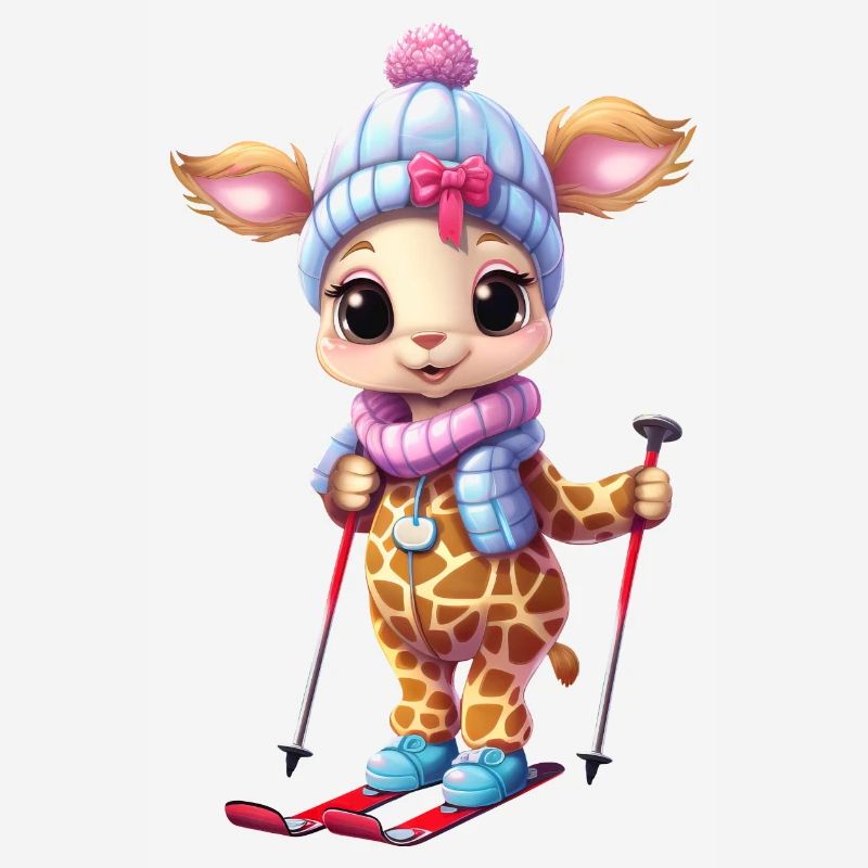 Girafe de ski - Funny Comic Design
