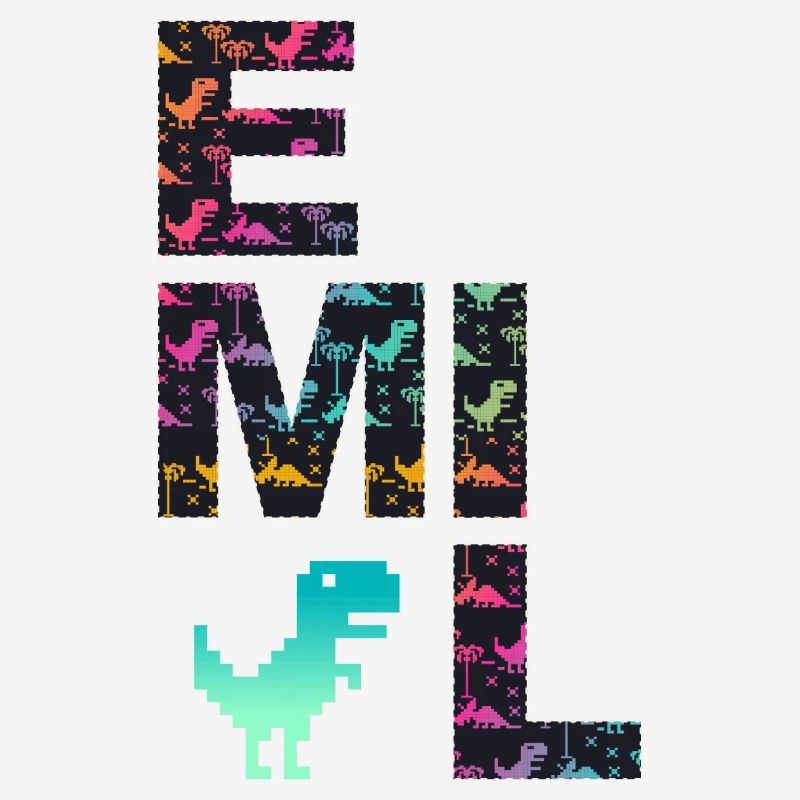 EMIL - Beautiful boy name with dinosaur