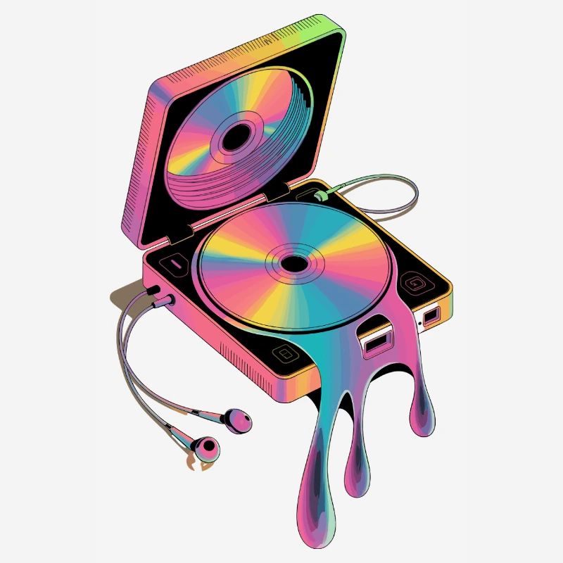 Retro Discman Psychedelic CD Player 90s