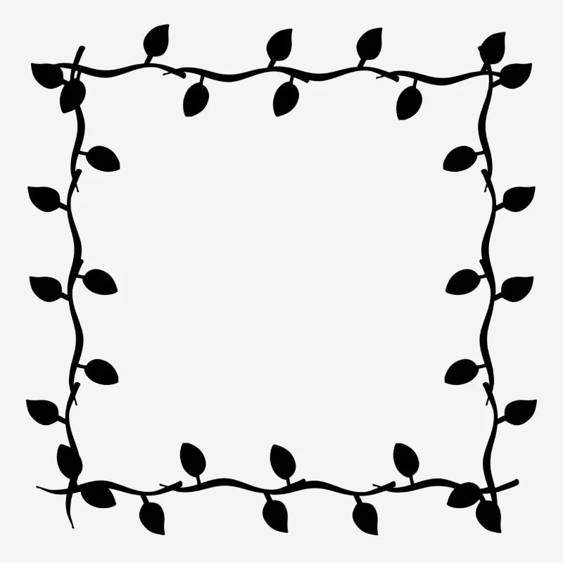 Four Leaves Line Nature Frame Leaf Shape
