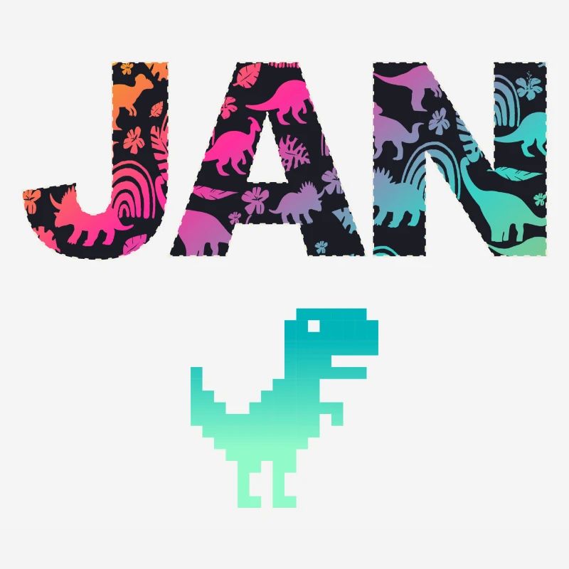 JAN - Beautiful boy name with dinosaur