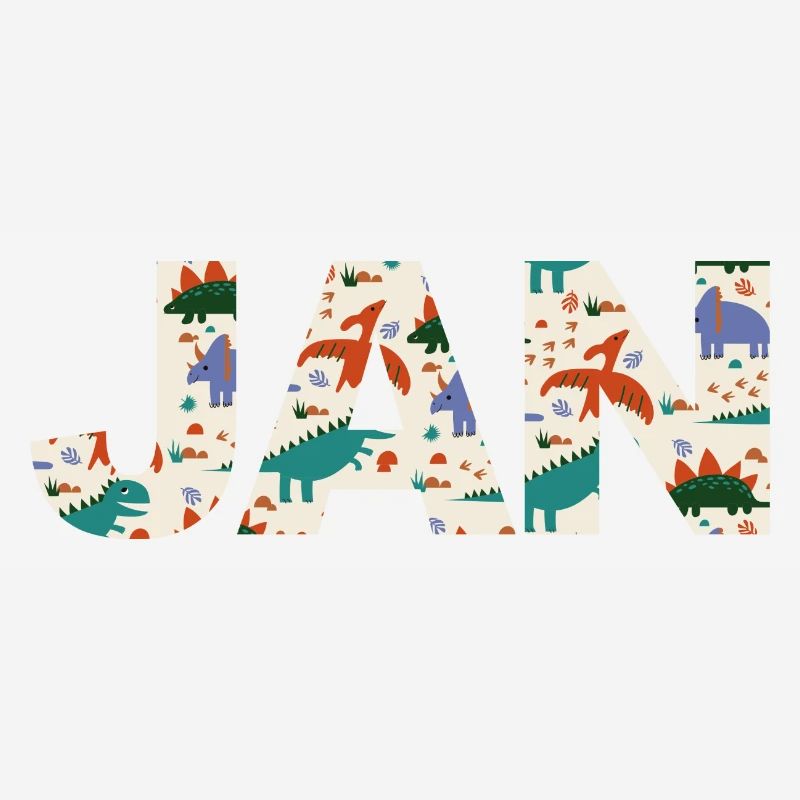JAN - Beautiful boy name with dinosaur