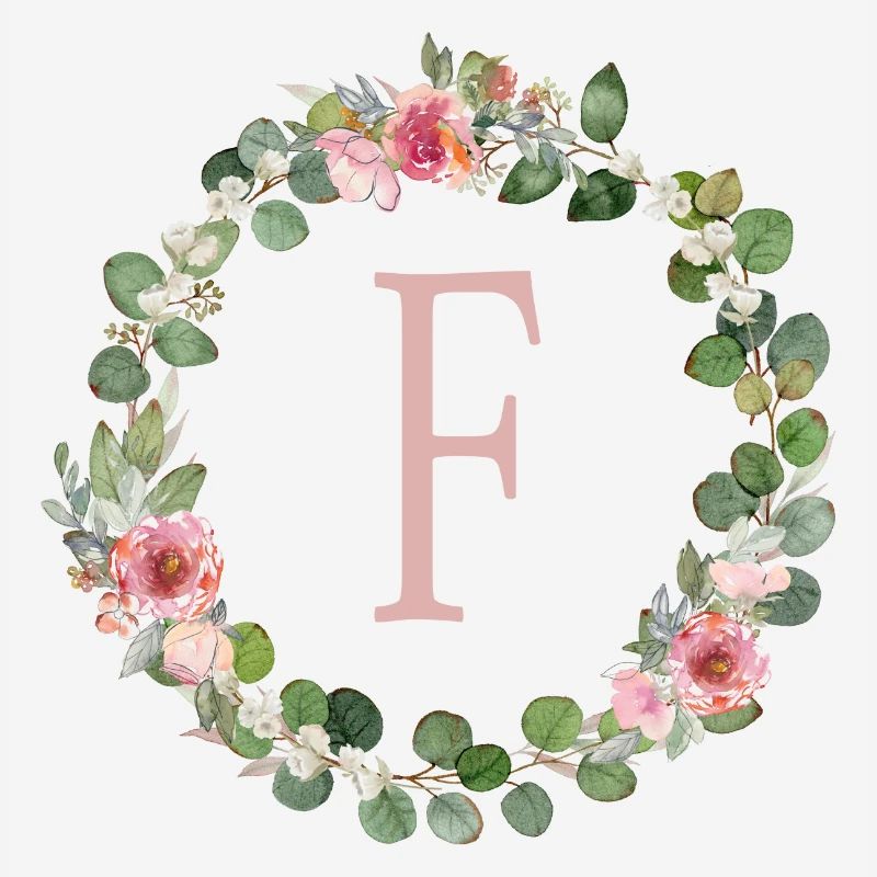 F Monogram Eucalyptus Rose Wreath