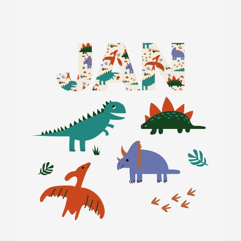 JAN - Beautiful boy name with dinosaur