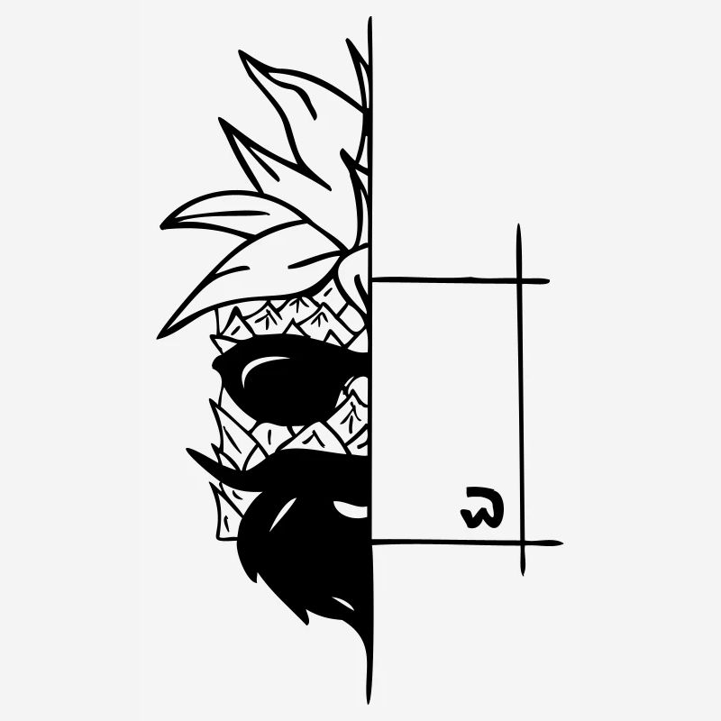 half cube pineapple with beard and sunglasses