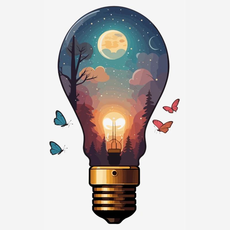 Light bulb with moonlight