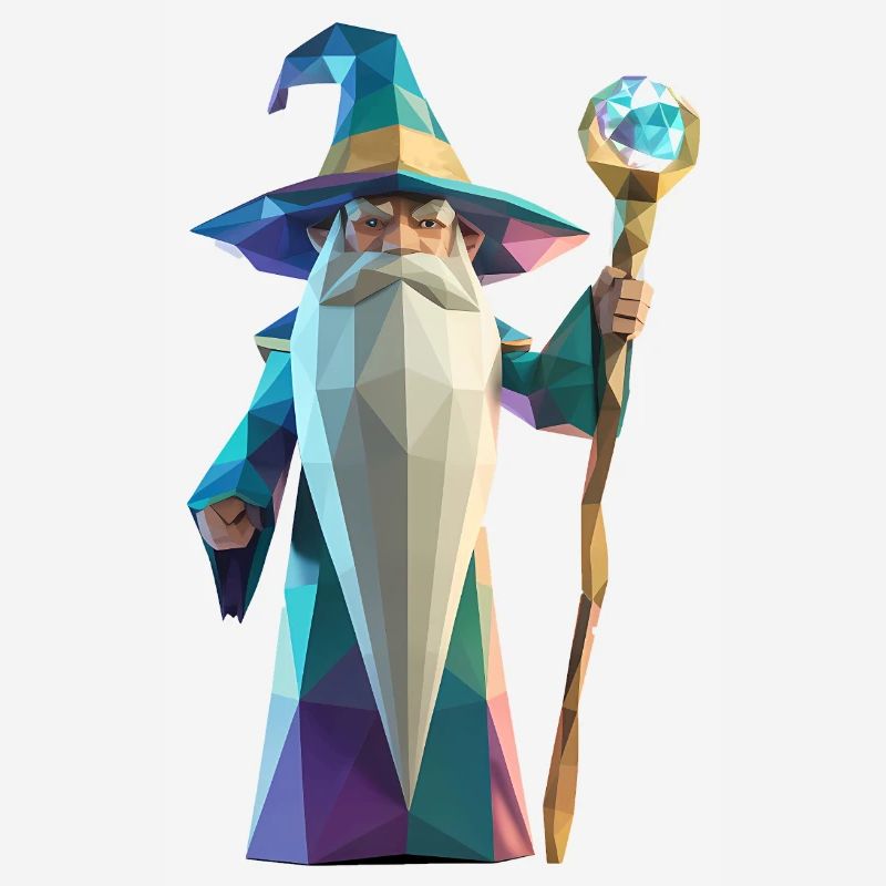 Wise Wizard - Cooles Low-Poly-Logo