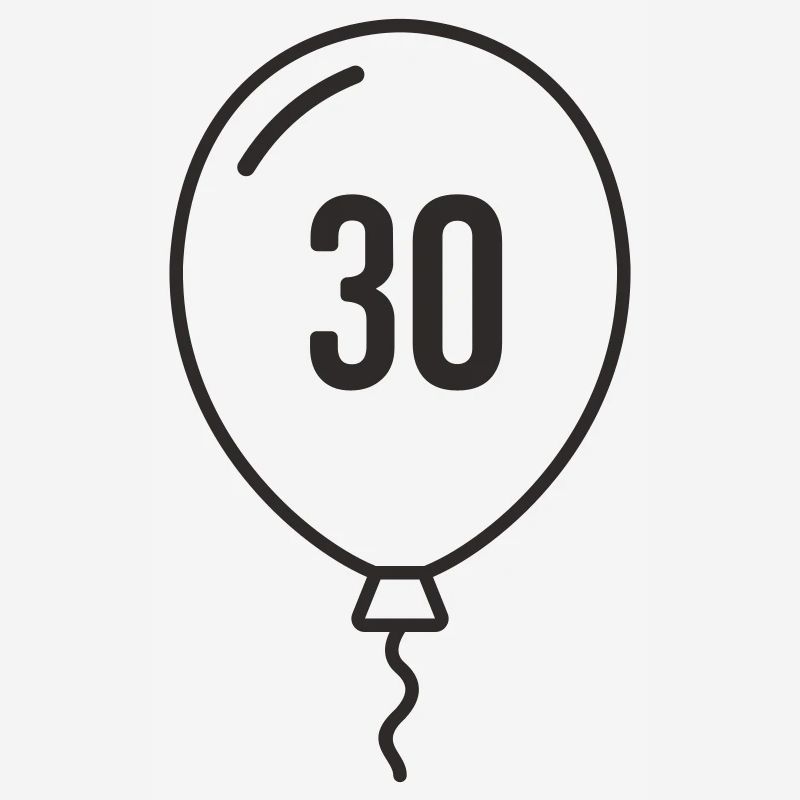 Ballon numéro 30 – Conception d’anniversaire rond