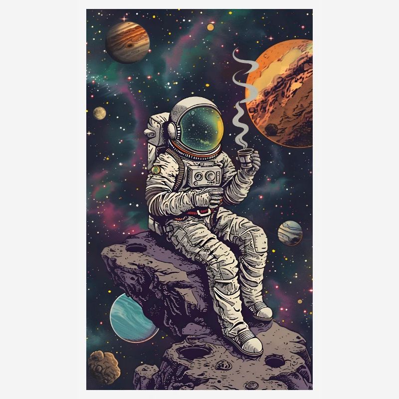 Astronaut on an asteroid in space