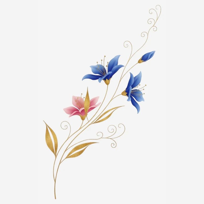 Liane fleur dorée Bleu Rose