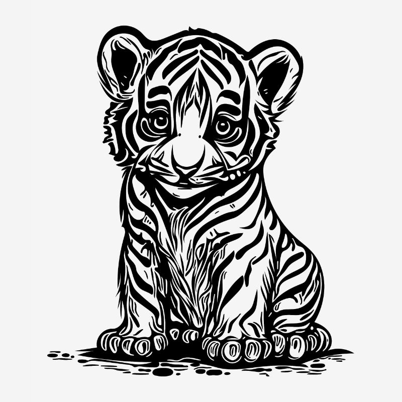 Cute little tiger with elegant striped pattern