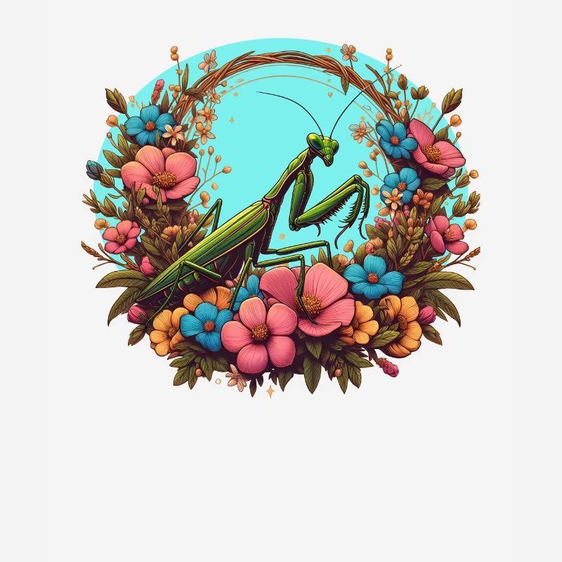 Mante religieuse dans une mer de fleurs