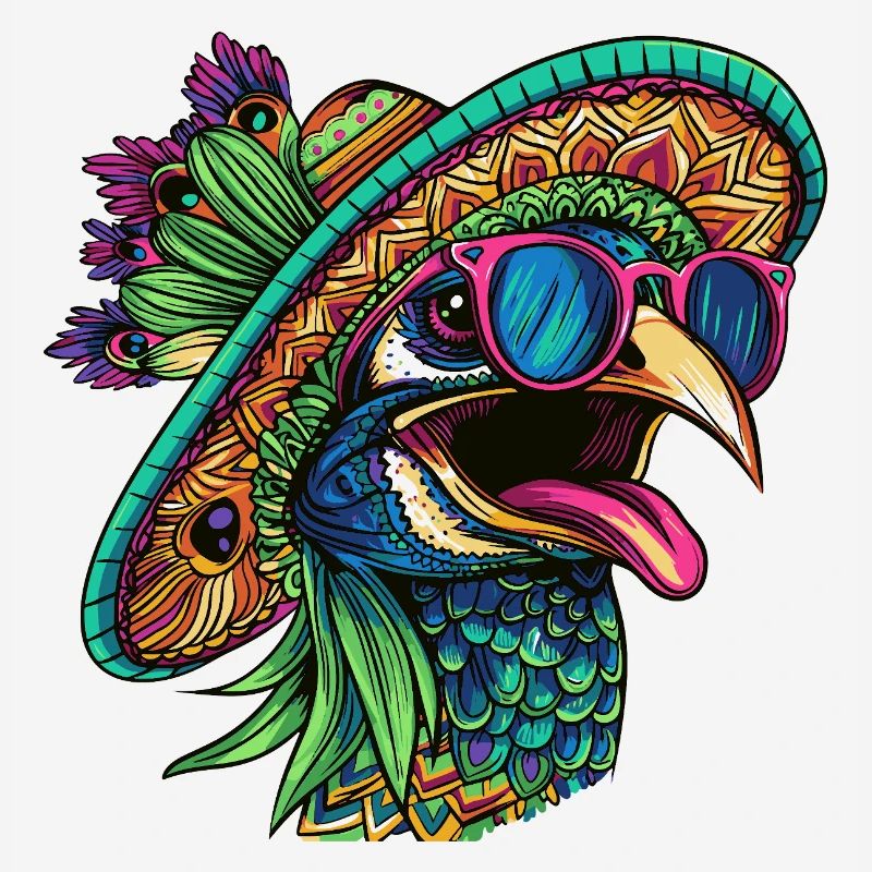 Pfau Vogel Comic Lustig Sombrero