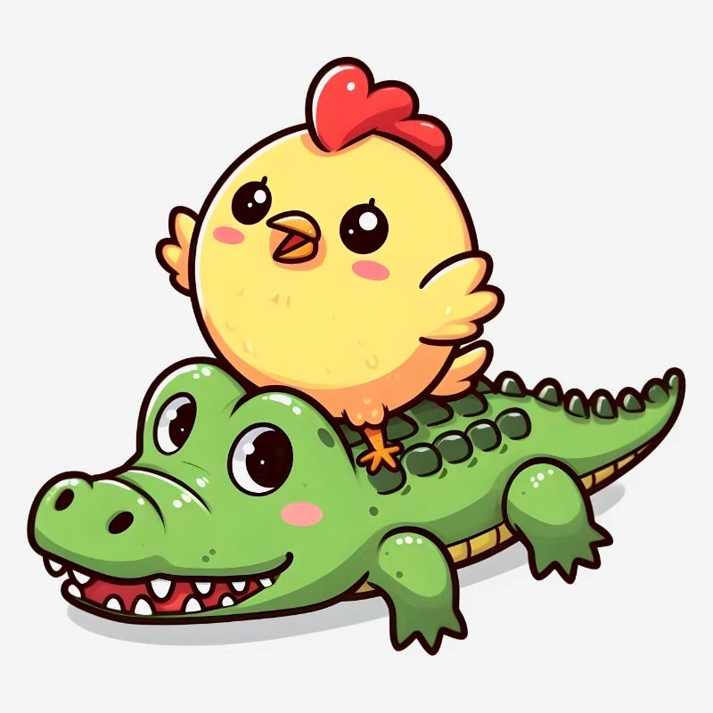 Poulet mignon sur crocodile