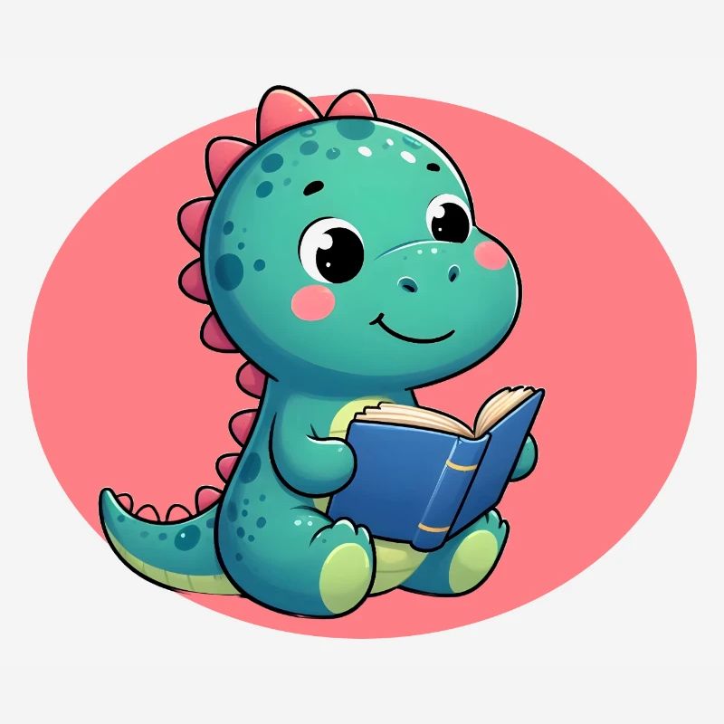 Dino reads book