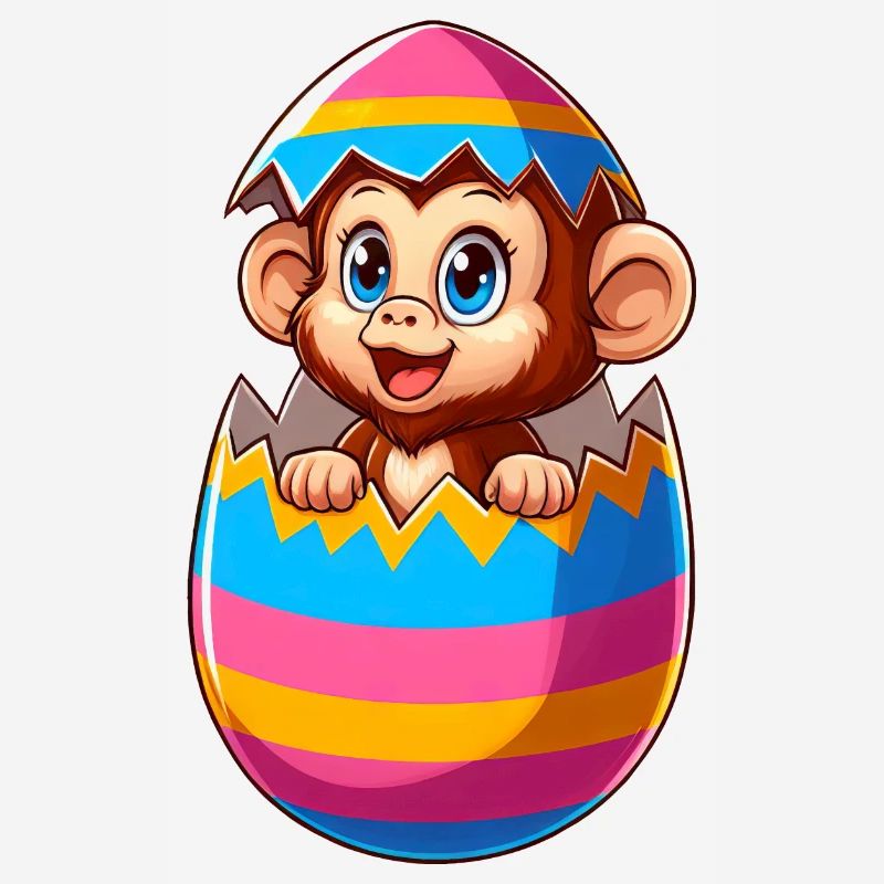 Singe de Pâques éclos conception d’oeuf de Pâques