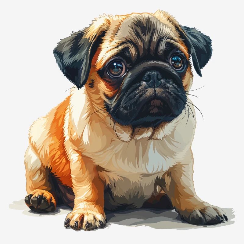 Chiot carlin assis