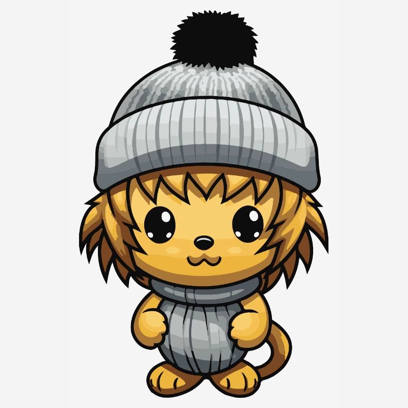 Löwe Tier Baby Comic Winter