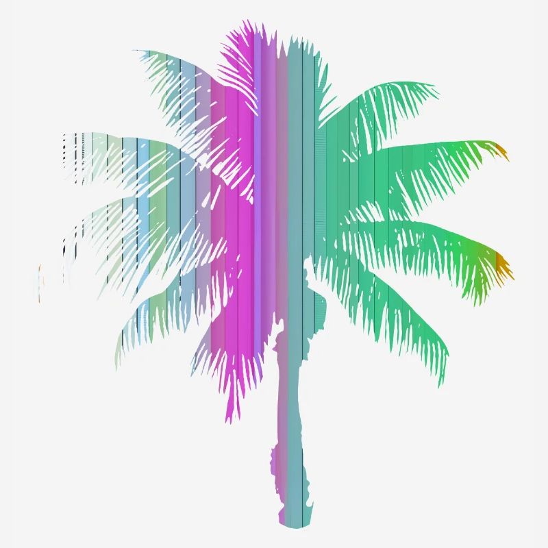 Tropical Beach Paradise Palm Trees Rainbow 3