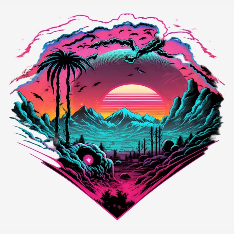 Synthwave Sunset 80s Gift