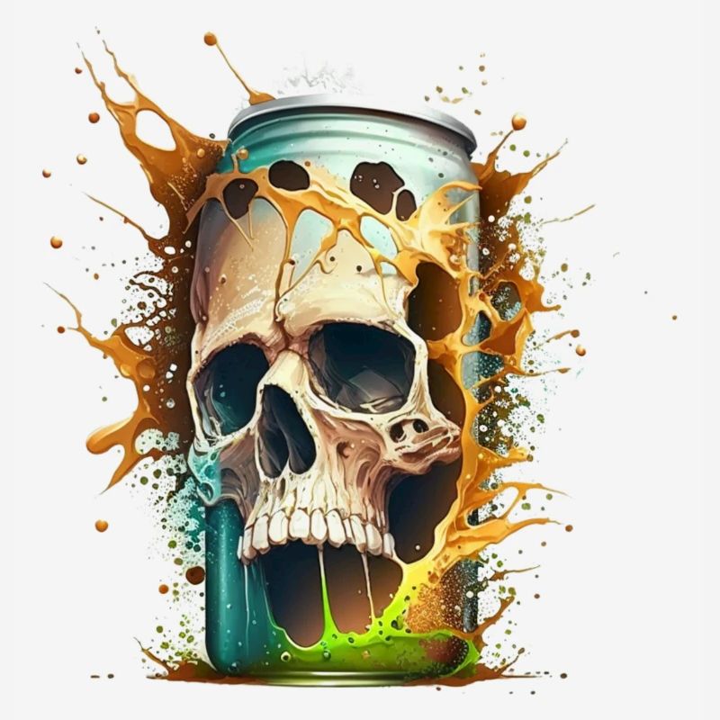 Skull explodes from beer can