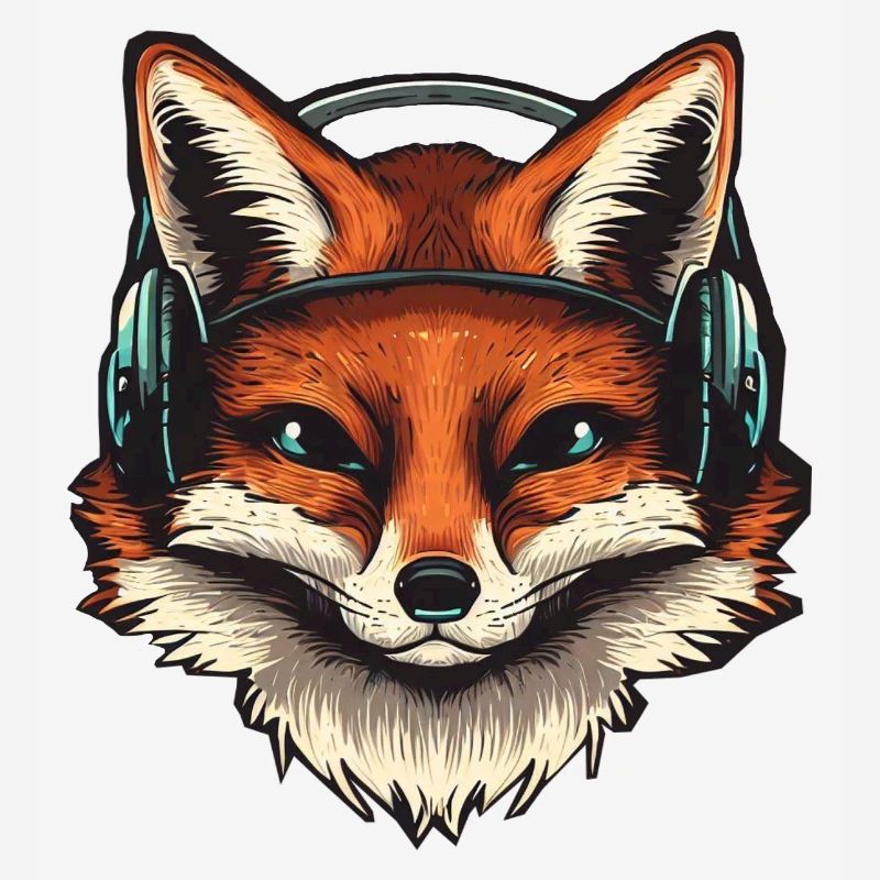 Fuchs mit Kopfhörern