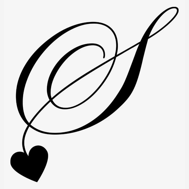 Letters s calligraphy heart