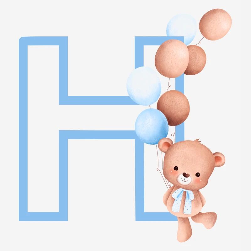 Lettre h bleue ours