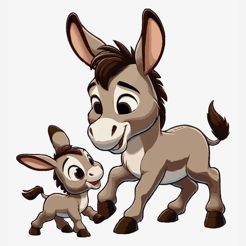 Eselmutter mit Kind grau