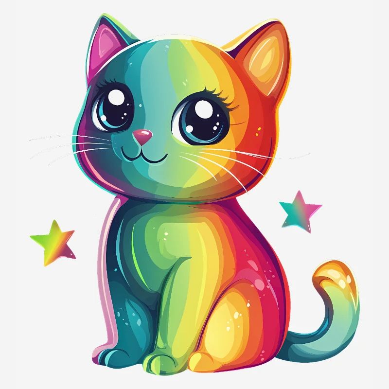 Chat arc-en-ciel mignon
