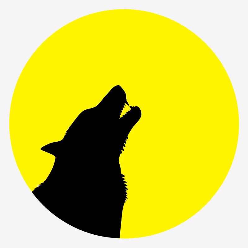 Loup hurlant devant les dents de lune wolve