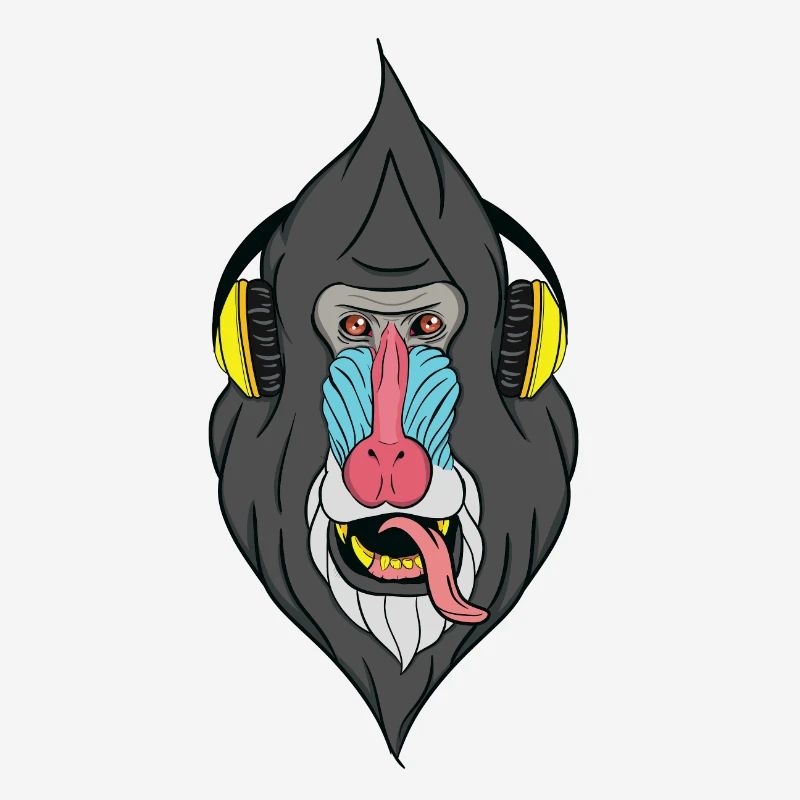 Singe avec un casque - techno singe