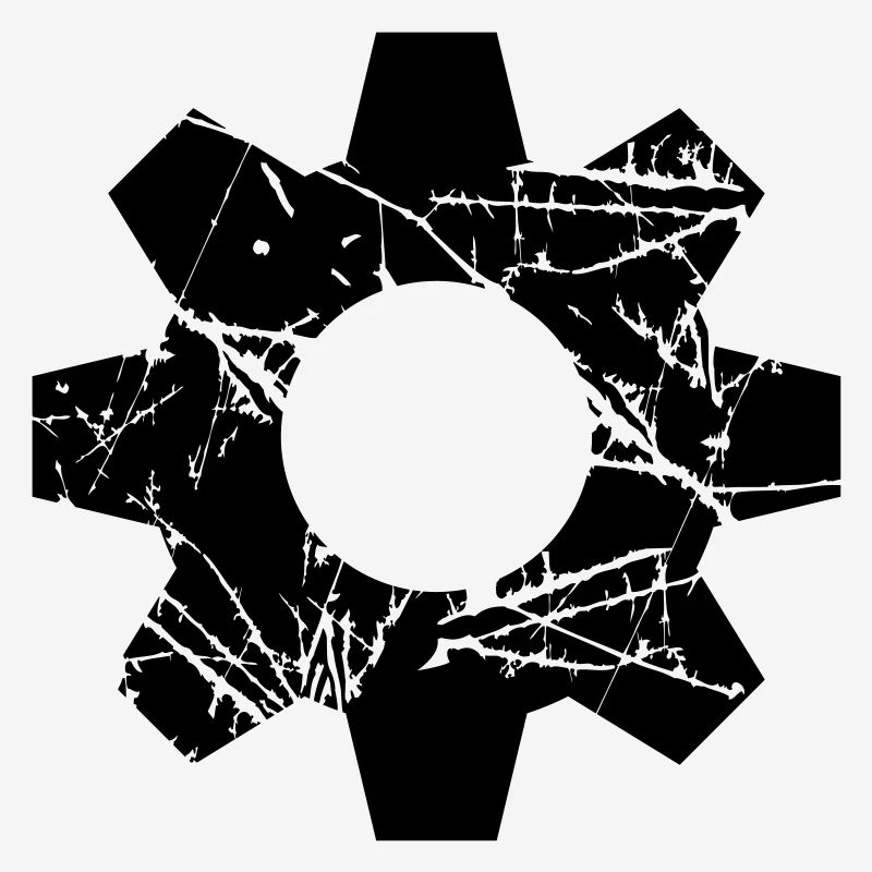 old scratch cracks stamp engineer gear wheel danger