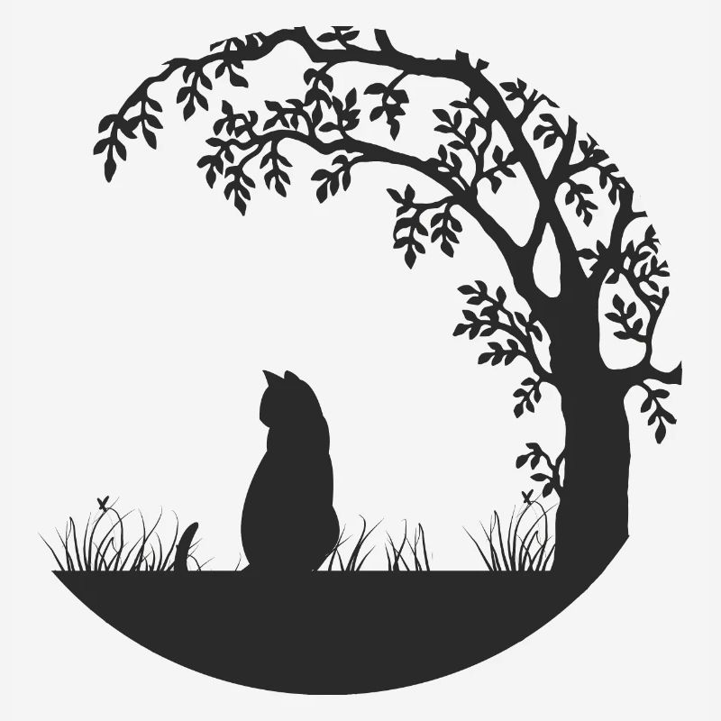 Cat under the tree - cute gift