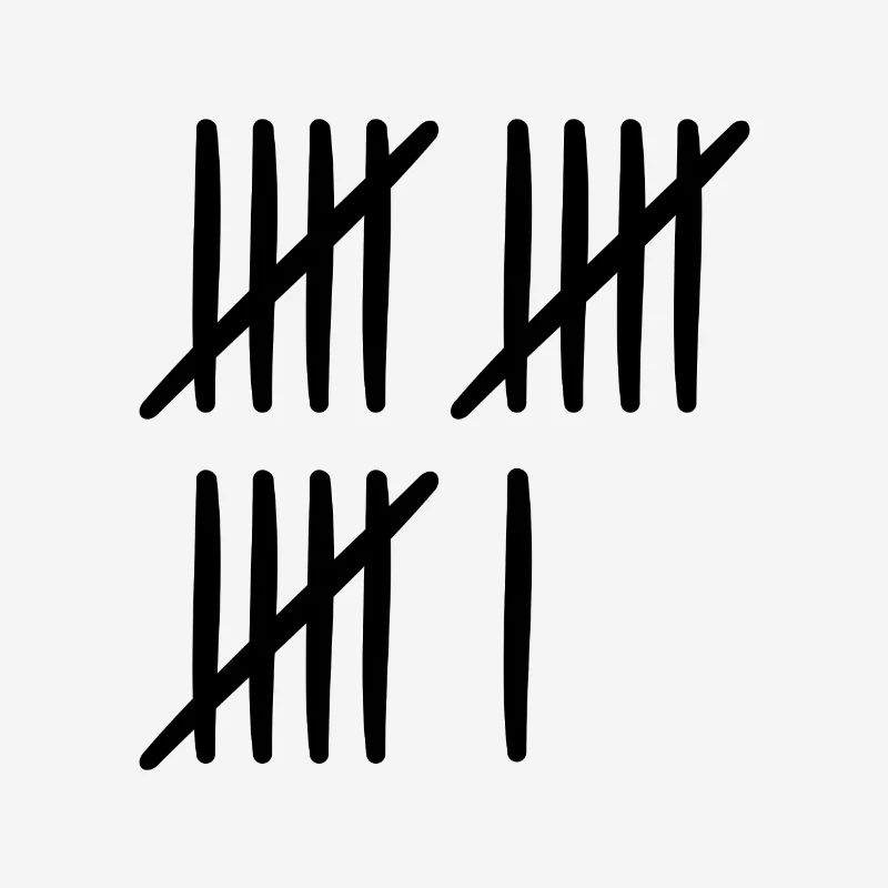 Strichliste 16 Jahre alt oder 16 Monate Wochen