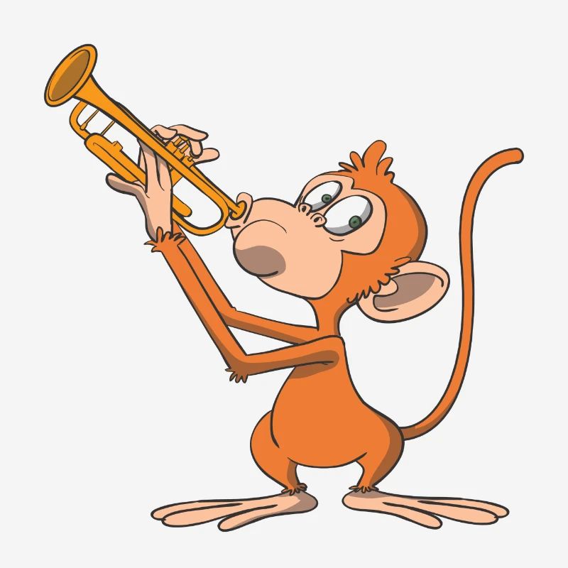 Le singe joue de la trompette
