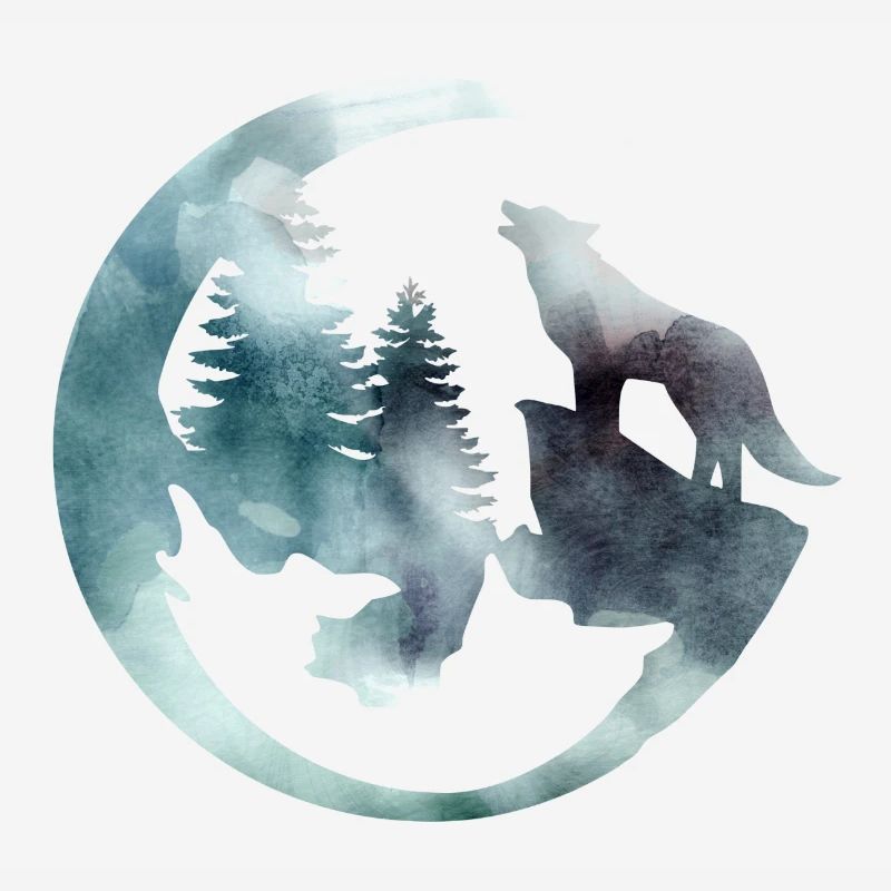 Loup hurlant aquarelle