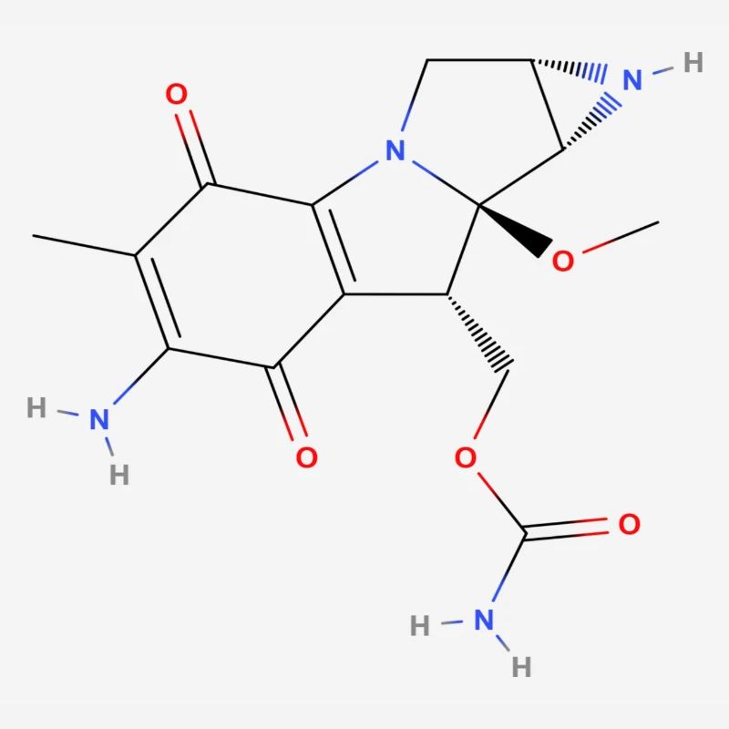 Mitomycin C Molecule - Colored Structural Formula