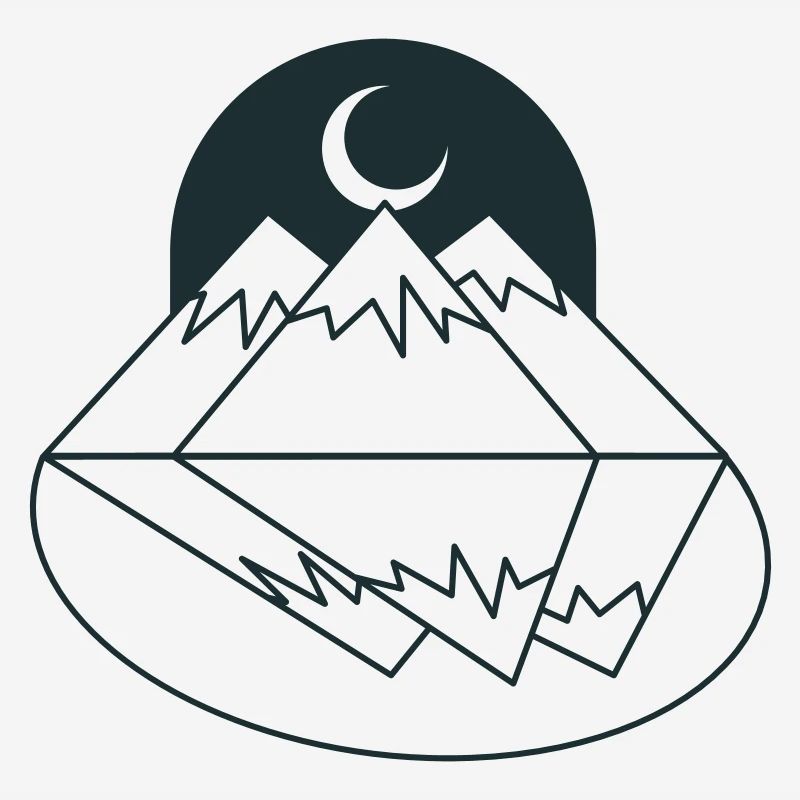 BOHO Moon mountains peaks and reflection