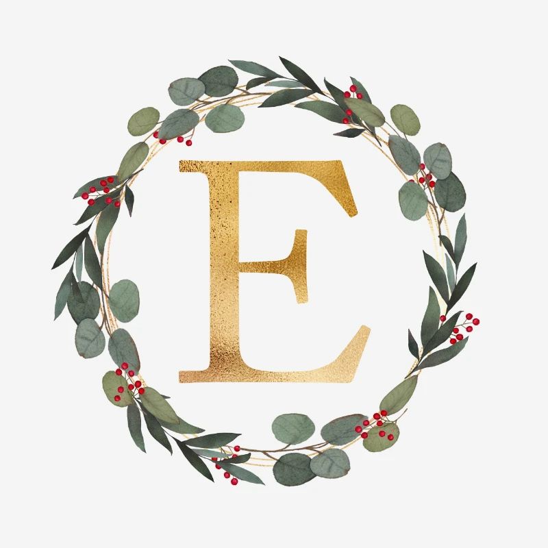 Customizable monogram E wreath