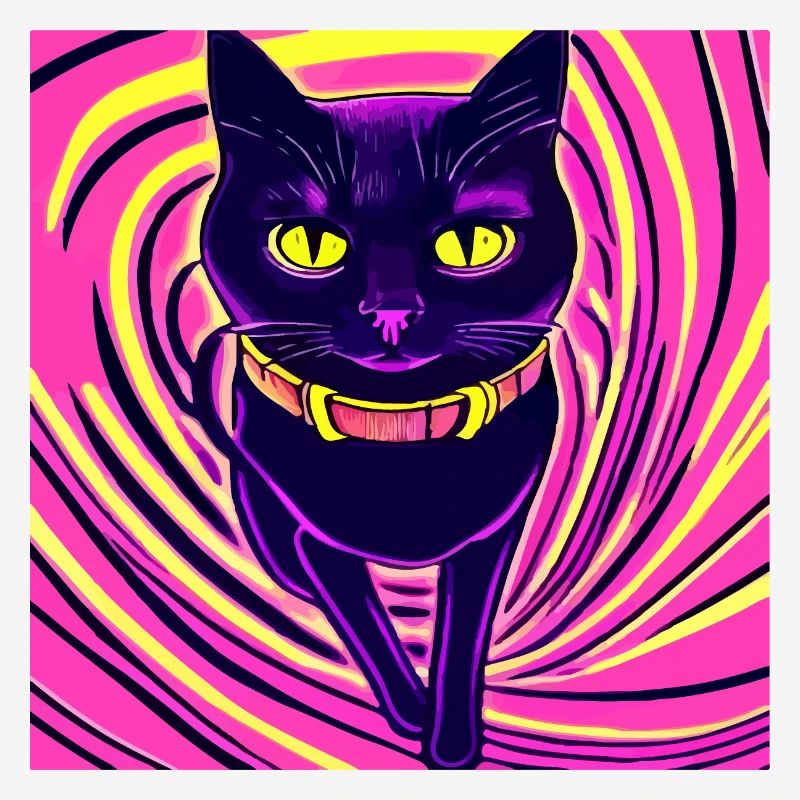 Illustration eines Porträts einer psychedelischen Katze