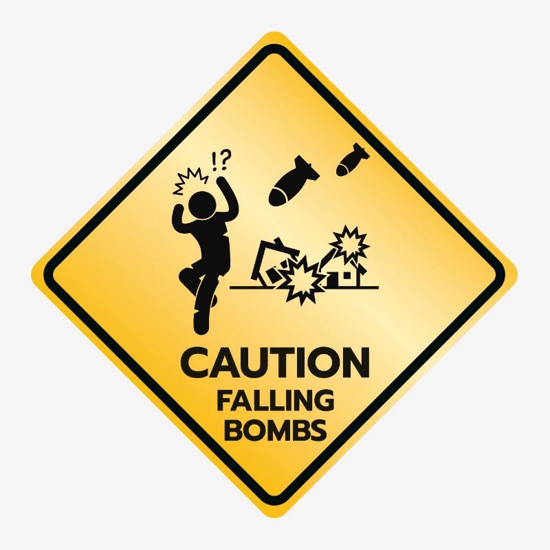 Caution Sign Falling Bombs