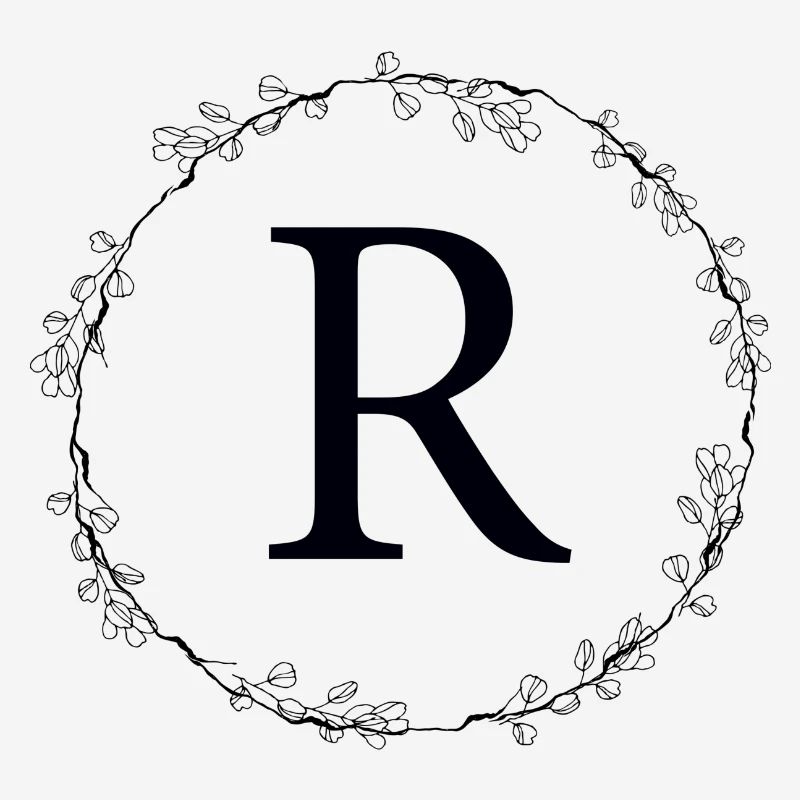 Monogram R wreath customizable