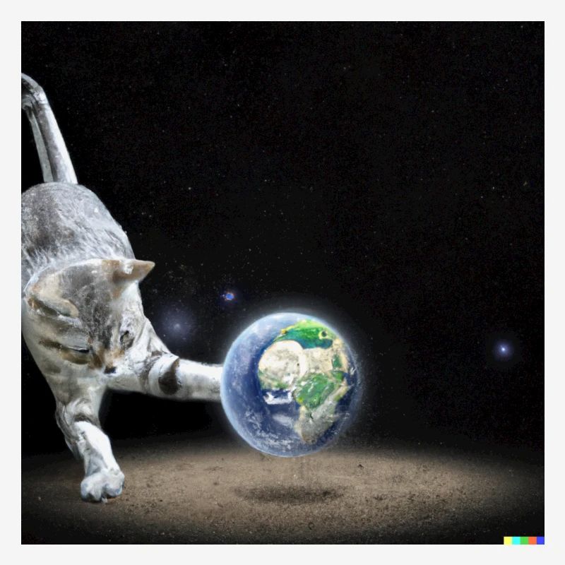 chat jouant avec la terre dans l’espace