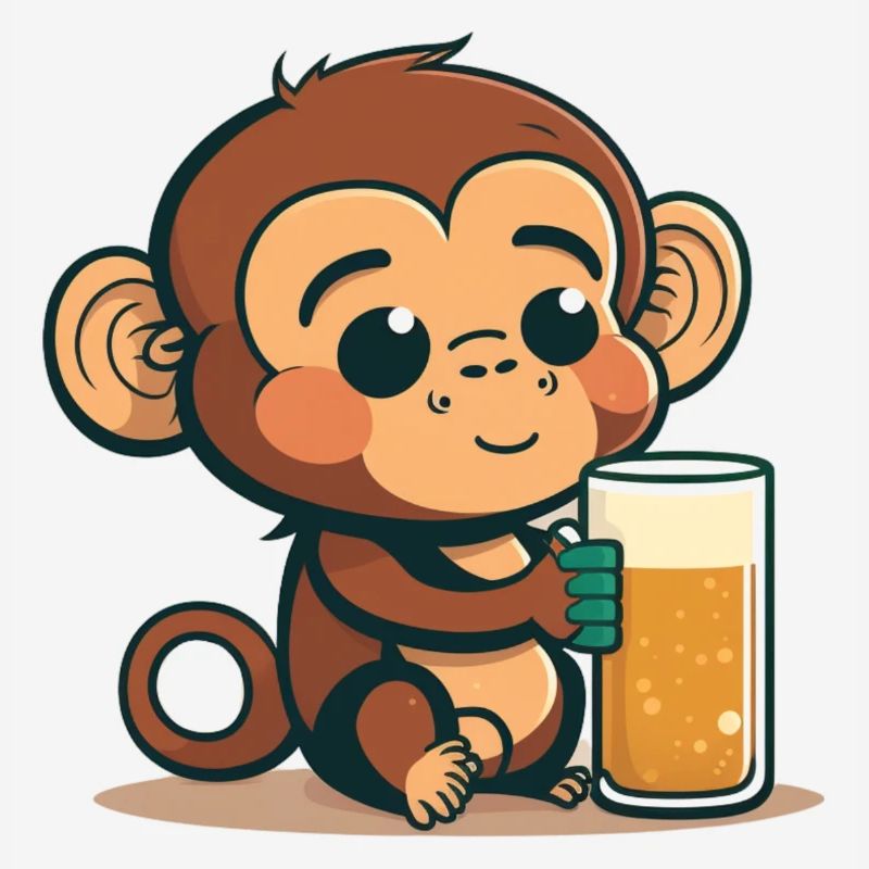 Mignon bébé singe avec de la bière