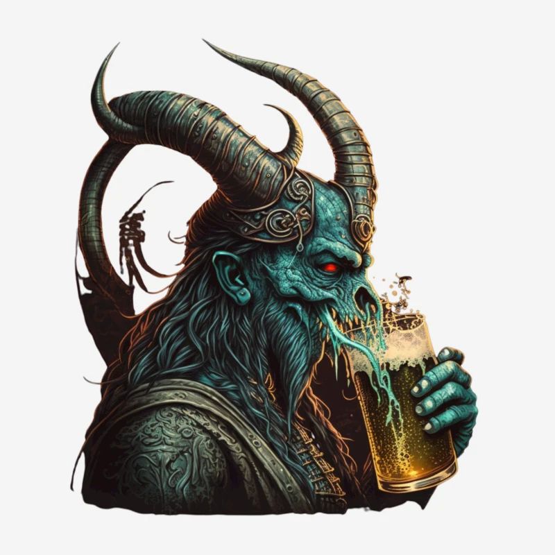 Cool demon with beer